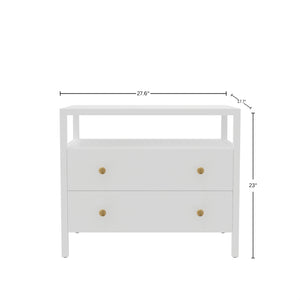 Alpine Furniture Avery Nightstand - Timeless Elegance With Rustic Charm, Perfect For Elevating Your Bedroom Decor Coconut Milk Rubberwood Solids & Oak Veneer 2478-02-alpine