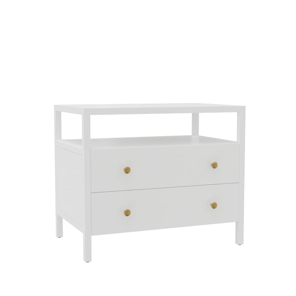 Alpine Furniture Avery Nightstand - Timeless Elegance With Rustic Charm, Perfect For Elevating Your Bedroom Decor Coconut Milk Rubberwood Solids & Oak Veneer 2478-02-alpine