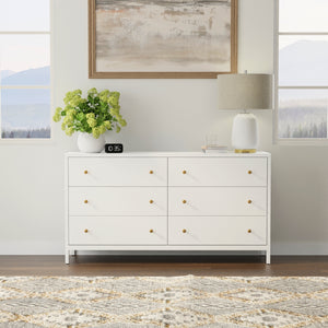 Alpine Furniture Avery Dresser – Timeless Elegance With Ample Storage, Modern Farmhouse Charm & Rustic Style Coconut Milk Rubberwood Solids & Oak Veneer 2478-03-alpine