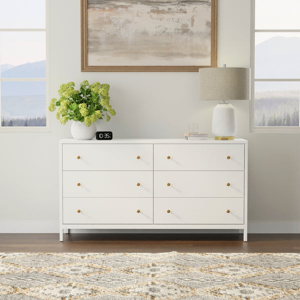 Alpine Furniture Avery Dresser – Timeless Elegance With Ample Storage, Modern Farmhouse Charm & Rustic Style Coconut Milk Rubberwood Solids & Oak Veneer 2478-03-alpine