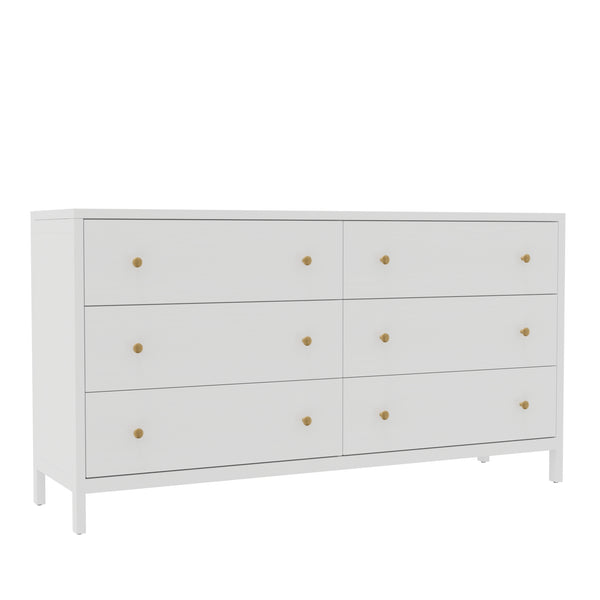 Alpine Furniture Avery Dresser – Timeless Elegance With Ample Storage, Modern Farmhouse Charm & Rustic Style Coconut Milk Rubberwood Solids & Oak Veneer 2478-03-alpine