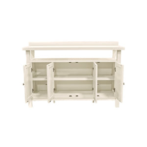 Alpine Furniture Avery Coconut Milk Sideboard Buffet With Open Shelf, 4 Paneled Doors & Adjustable Storage, 54" 2478-06