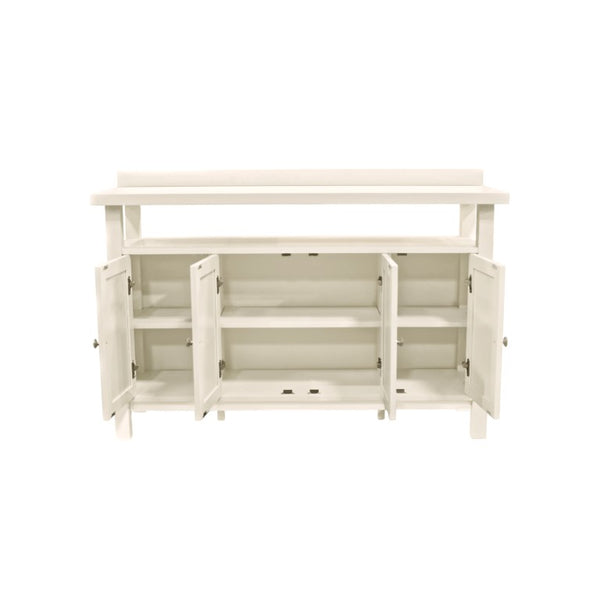 Alpine Furniture Avery Coconut Milk Sideboard Buffet With Open Shelf, 4 Paneled Doors & Adjustable Storage, 54" 2478-06