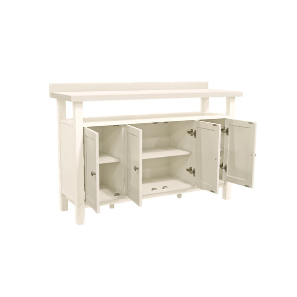 Alpine Furniture Avery Coconut Milk Sideboard Buffet With Open Shelf, 4 Paneled Doors & Adjustable Storage, 54" 2478-06