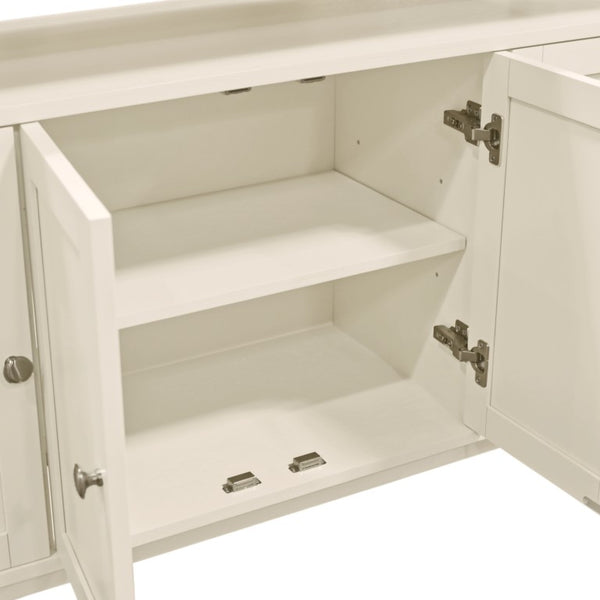 Alpine Furniture Avery Coconut Milk Sideboard Buffet With Open Shelf, 4 Paneled Doors & Adjustable Storage, 54" 2478-06