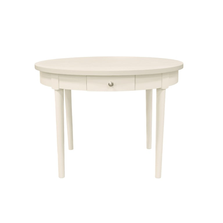 Alpine Furniture Avery Round Dining Table With Two Hidden Drawers, 42" Compact Stylish Round Table For 2–4 Guests Coconut Milk 2478-25