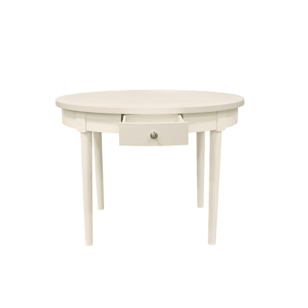 Alpine Furniture Avery Round Dining Table With Two Hidden Drawers, 42" Compact Stylish Round Table For 2–4 Guests Coconut Milk 2478-25