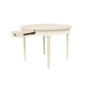 Alpine Furniture Avery Round Dining Table With Two Hidden Drawers, 42" Compact Stylish Round Table For 2–4 Guests Coconut Milk 2478-25