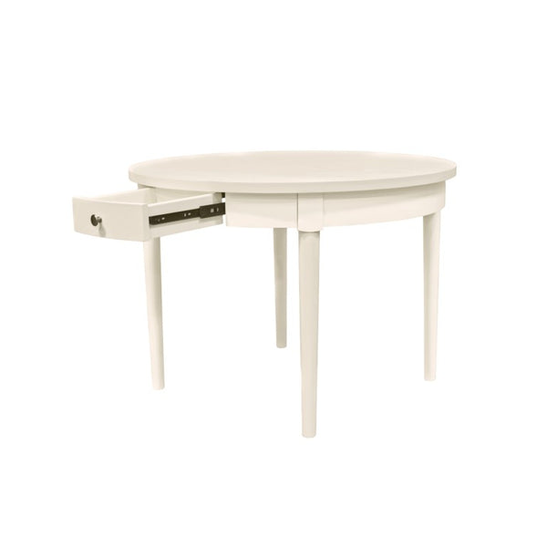 Alpine Furniture Avery Round Dining Table With Two Hidden Drawers, 42" Compact Stylish Round Table For 2–4 Guests Coconut Milk 2478-25