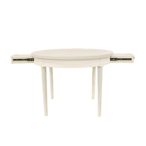 Alpine Furniture Avery Round Dining Table With Two Hidden Drawers, 42" Compact Stylish Round Table For 2–4 Guests Coconut Milk 2478-25