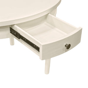 Alpine Furniture Avery Round Dining Table With Two Hidden Drawers, 42" Compact Stylish Round Table For 2–4 Guests Coconut Milk 2478-25