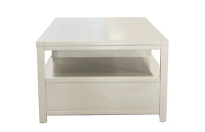 Alpine Furniture Avery Modern Cocktail Table With Four Drawers And Open Shelf, Brass Knobs, Fully Assembled Elegance Coconut Milk 2478-61