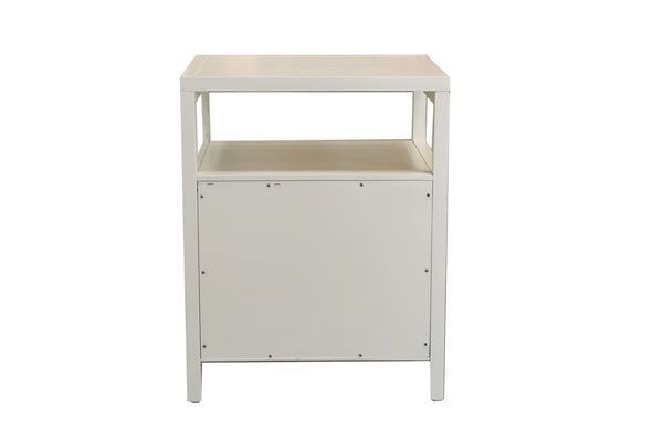 Alpine Furniture Avery Modern End Table With Two Drawers & Open Shelf, Brass-Finish Knobs, Fully Assembled Elegance Coconut Milk 2478-62