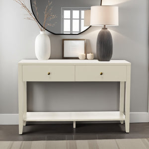 Alpine Furniture Avery Console Table With Brass Knobs And Lower Shelf, Fully Assembled 48"W Entryway Accent Piece Coconut Milk 2478-63