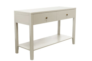 Alpine Furniture Avery Console Table With Brass Knobs And Lower Shelf, Fully Assembled 48"W Entryway Accent Piece Coconut Milk 2478-63
