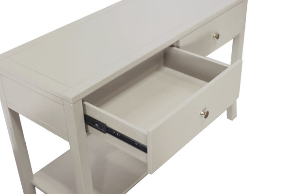 Alpine Furniture Avery Console Table With Brass Knobs And Lower Shelf, Fully Assembled 48"W Entryway Accent Piece Coconut Milk 2478-63