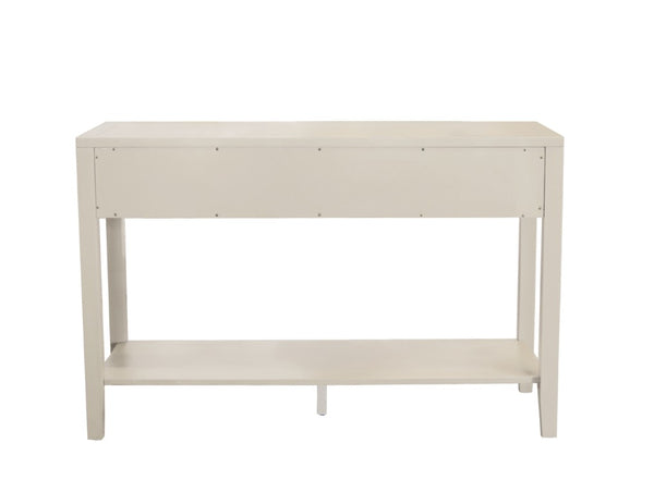 Alpine Furniture Avery Console Table With Brass Knobs And Lower Shelf, Fully Assembled 48"W Entryway Accent Piece Coconut Milk 2478-63