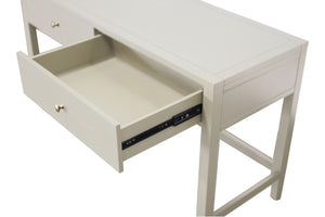Alpine Furniture Avery Writing Desk With Brass Knobs And Two Drawers, Fully Assembled 54"W Workspace For Home Office Coconut Milk 2478-65