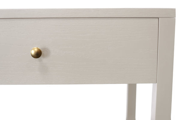 Alpine Furniture Avery Writing Desk With Brass Knobs And Two Drawers, Fully Assembled 54"W Workspace For Home Office Coconut Milk 2478-65