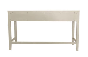 Alpine Furniture Avery Writing Desk With Brass Knobs And Two Drawers, Fully Assembled 54"W Workspace For Home Office Coconut Milk 2478-65