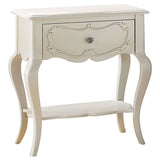 English Elm Pearl White 1-Drawer Nightstand With Shelf