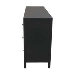 Alpine Furniture Avery 63" Six-Drawer Dresser In Black — Modern Farmhouse Storage, Brass Knobs, Fully Assembled, Safe 2478BLK-03