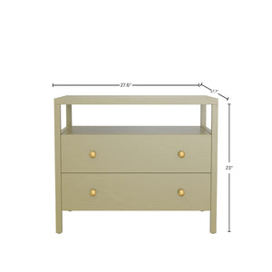 Alpine Furniture Avery Nightstand - Timeless Elegance With Rustic Charm, Perfect For Elevating Your Bedroom Decor Olive Green Rubberwood Solids & Oak Veneer 2478grn-02-alpine