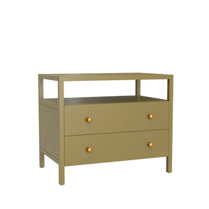 Alpine Furniture Avery Nightstand - Timeless Elegance With Rustic Charm, Perfect For Elevating Your Bedroom Decor Olive Green Rubberwood Solids & Oak Veneer 2478grn-02-alpine