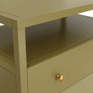 Alpine Furniture Avery Nightstand - Timeless Elegance With Rustic Charm, Perfect For Elevating Your Bedroom Decor Olive Green Rubberwood Solids & Oak Veneer 2478grn-02-alpine