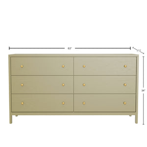 Alpine Furniture Avery Dresser – Timeless Elegance With Ample Storage, Modern Farmhouse Charm & Rustic Style Olive Green Rubberwood Solids & Oak Veneer 2478grn-03-alpine