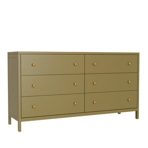 Alpine Furniture Avery Dresser – Timeless Elegance With Ample Storage, Modern Farmhouse Charm & Rustic Style Olive Green Rubberwood Solids & Oak Veneer 2478grn-03-alpine