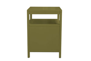 Alpine Furniture Avery Modern End Table With Two Drawers & Open Shelf, Brass-Finish Knobs, Fully Assembled Elegance Olive Green 2478GRN-62