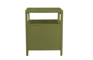 Alpine Furniture Avery Modern End Table With Two Drawers & Open Shelf, Brass-Finish Knobs, Fully Assembled Elegance Olive Green 2478GRN-62