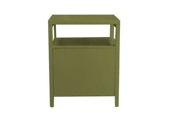 Alpine Furniture Avery Modern End Table With Two Drawers & Open Shelf, Brass-Finish Knobs, Fully Assembled Elegance Olive Green 2478GRN-62