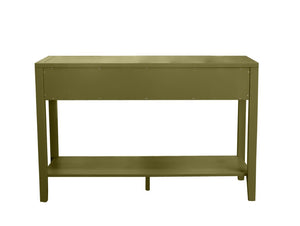 Alpine Furniture Avery Console Table With Brass Knobs And Lower Shelf, Fully Assembled 48"W Entryway Accent Piece Olive Green 2478GRN-63