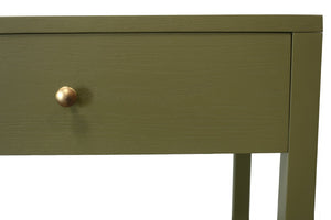Alpine Furniture Avery Writing Desk With Brass Knobs And Two Drawers, Fully Assembled 54"W Workspace For Home Office Olive Green 2478GRN-65