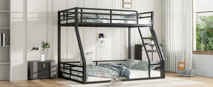 English Elm Metal Twin Xl Over Queen Bunk Bed Frame – Heavy-Duty, Space-Saving Design With Safety Guardrails, Black W1580S00161