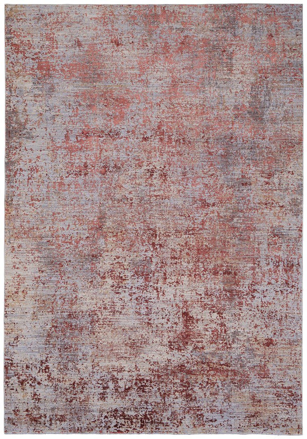 Feizy Rugs Pryor High-low Pile Abstract Rug – Luxurious Machine-made Polyester & Viscose For Modern Spaces Red,Gray,Blue Polyester,Viscose Pry39ngfredmltf10