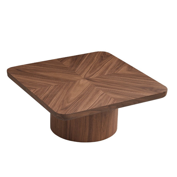 English Elm Square Herringbone Parquet Veneer Coffee Table Low Profile Contemporary Living Room Walnut W2085P384777