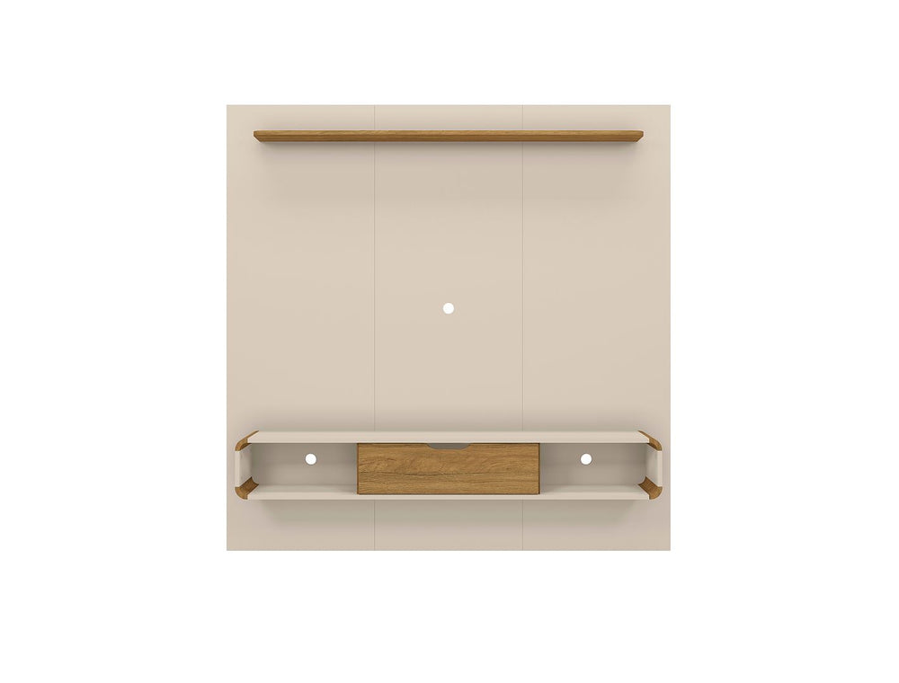 Manhattan Comfort Camberly Mid-Century Modern Entertainment Center Off White and Cinnamon 247BMC12