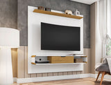 Manhattan Comfort Camberly Mid-Century Modern Entertainment Center White and Cinnamon 247BMC62