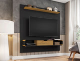 Manhattan Comfort Camberly Mid-Century Modern Entertainment Center Matte Black and Cinnamon 247BMC82