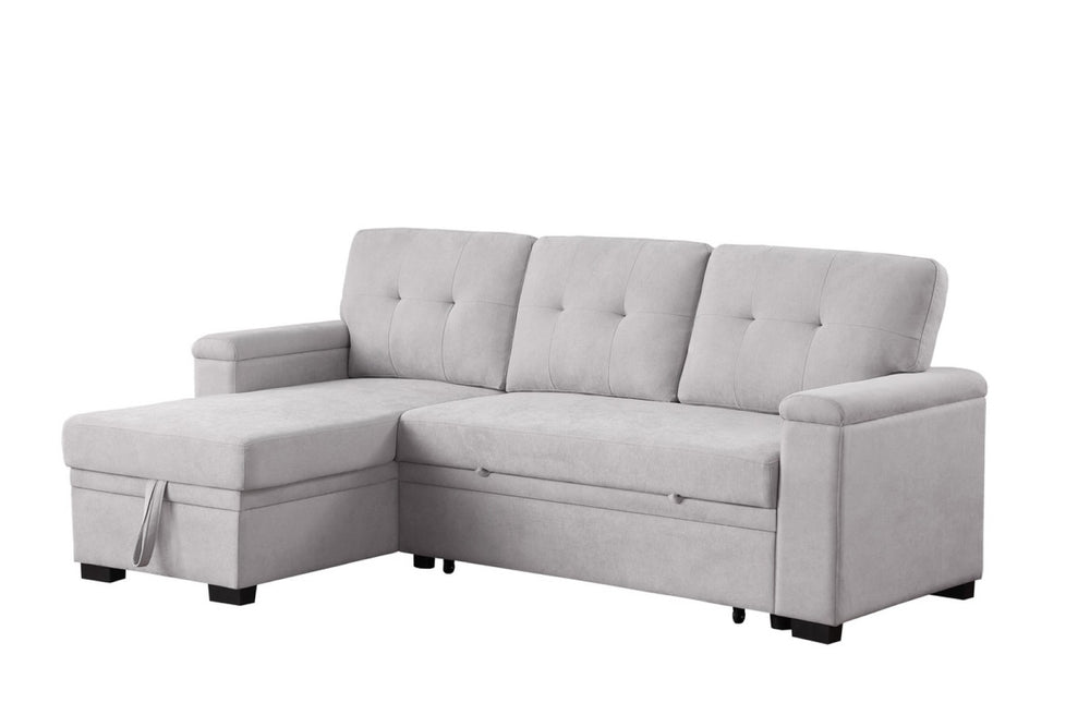 English Elm Jardin Woven Beige Sectional Sleeper Sofa with Reversible Storage Chaise for Living Rooms B2749S00247