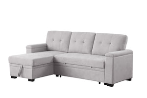 English Elm Jardin Woven Beige Sectional Sleeper Sofa with Reversible Storage Chaise for Living Rooms B2749S00247