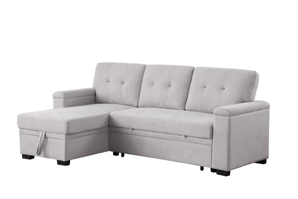 English Elm Jardin Woven Beige Sectional Sleeper Sofa with Reversible Storage Chaise for Living Rooms B2749S00247