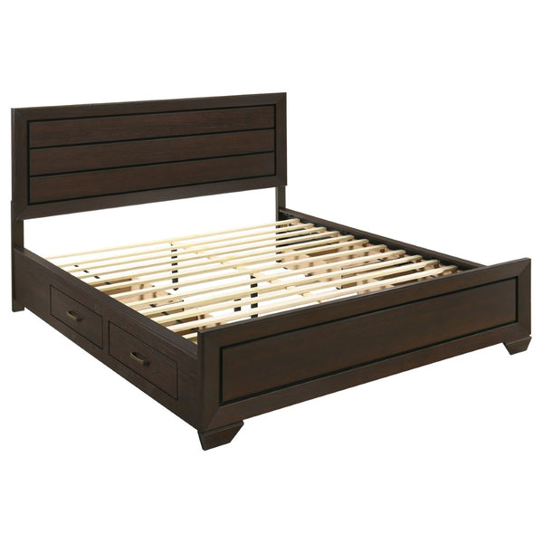 English Elm Ridgeview Dark Cocoa California King Storage Panel Bed - Elegant Design With Under-Bed Drawers B062S00690-GIGA