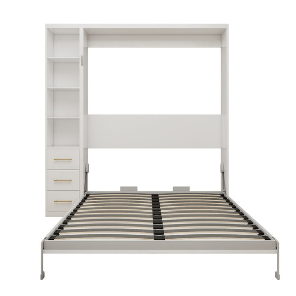 English Elm Diy Queen Murphy Bed with Integrated Workspace Desk for Studio and Home Office W5290S00002