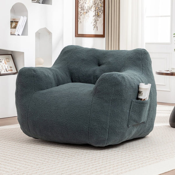 English Elm Bean Bag Sofa Chair with Armrests High Density Foam Support for Adults Lounge Seating Light Green W2200P454020