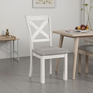 English Elm Rone Cross-back Rubberwood Dining Chairs Set of 2 with Gray Upholstered Cushion Farmhouse B056P417059