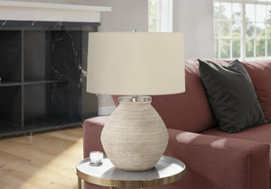 English Elm Lighting, 25" Contemporary Table Lamp In Cream Concrete With Beige Shade For Stylish Home Décor B2710P220130
